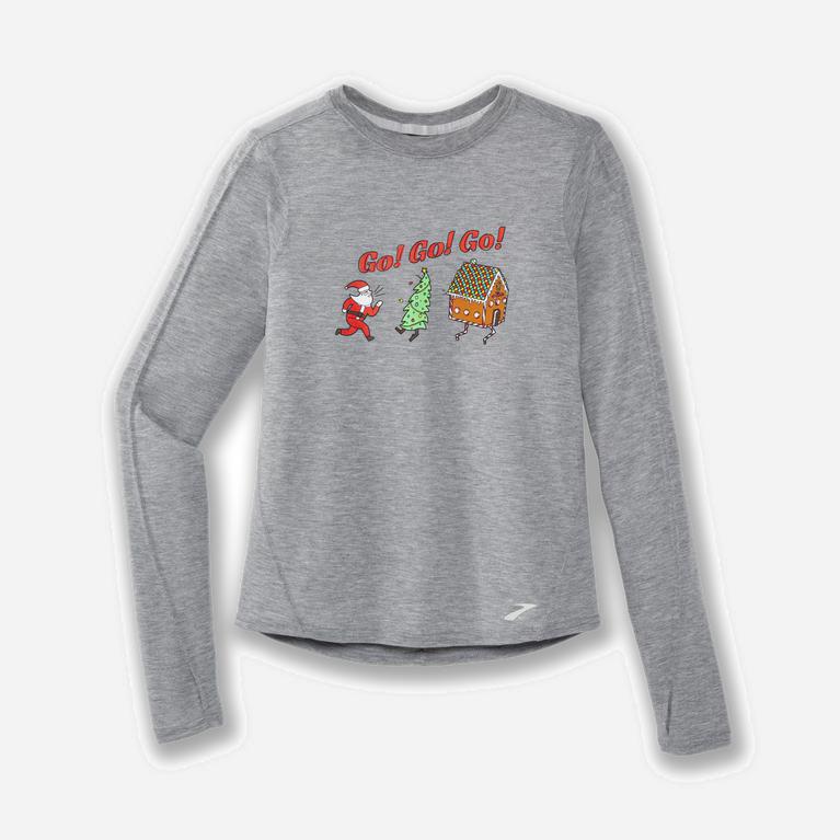 Brooks Run Merry Shirt Langermet T-Skjorte Dame Nettbutikk - Grå - Norge (VQY164287)